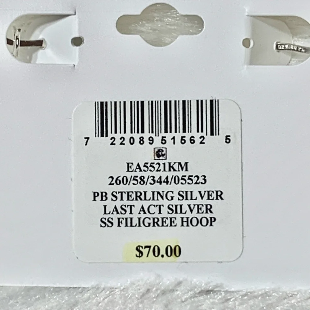 NWT open work filigree small hoop earrings